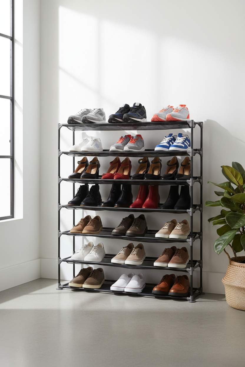 Zapatero Organizador 6 Niveles para 21 Pares – Estante Metal y Plástico Armable