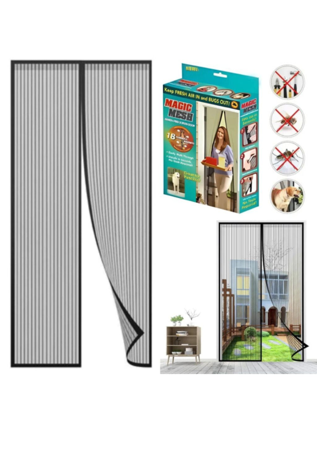 Cortina Mosquitero Magnética para Puerta 100x210cm – Cierre Automático sin Herramientas