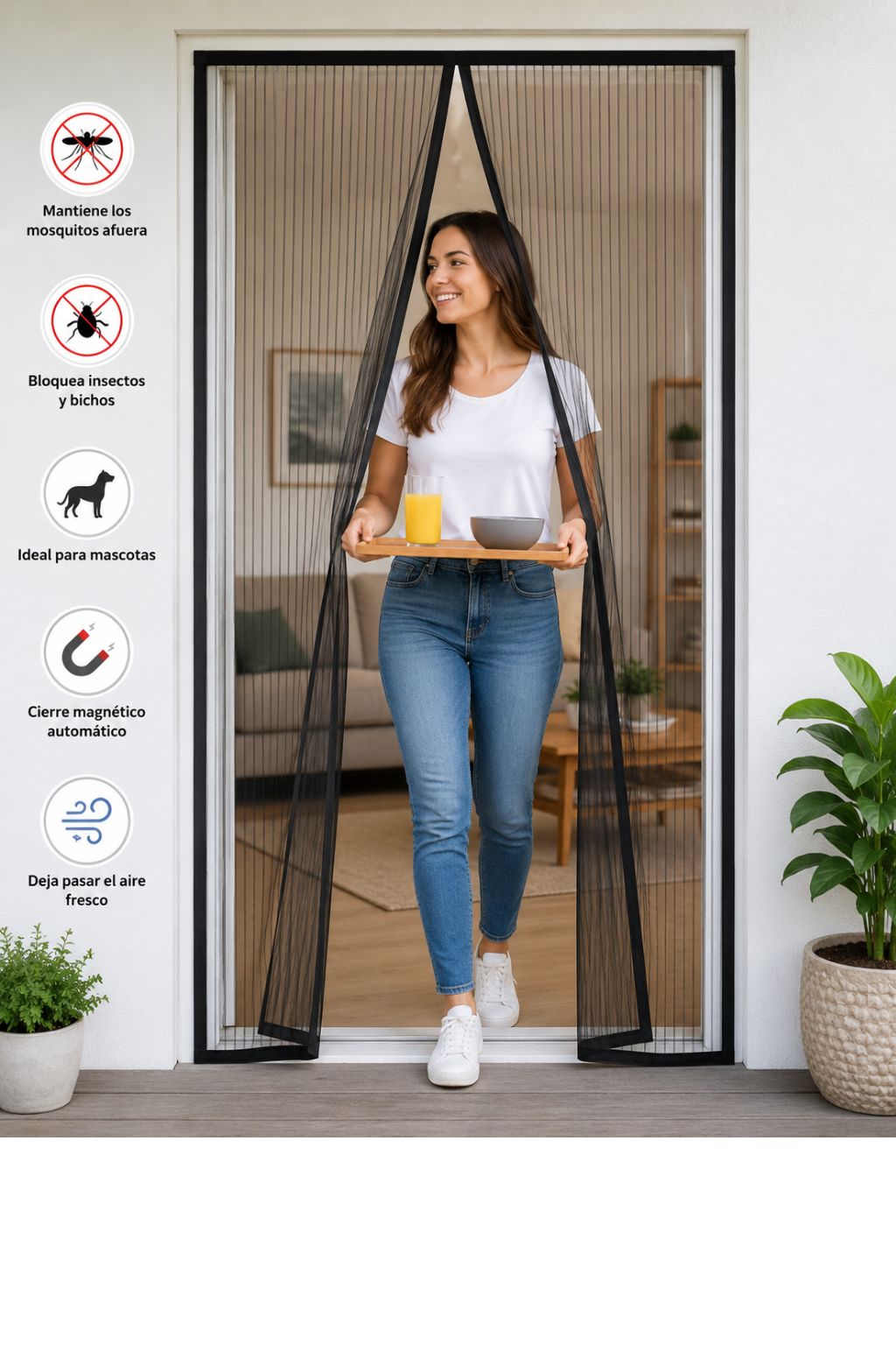 Cortina Mosquitero Magnética para Puerta 100x210cm – Cierre Automático sin Herramientas