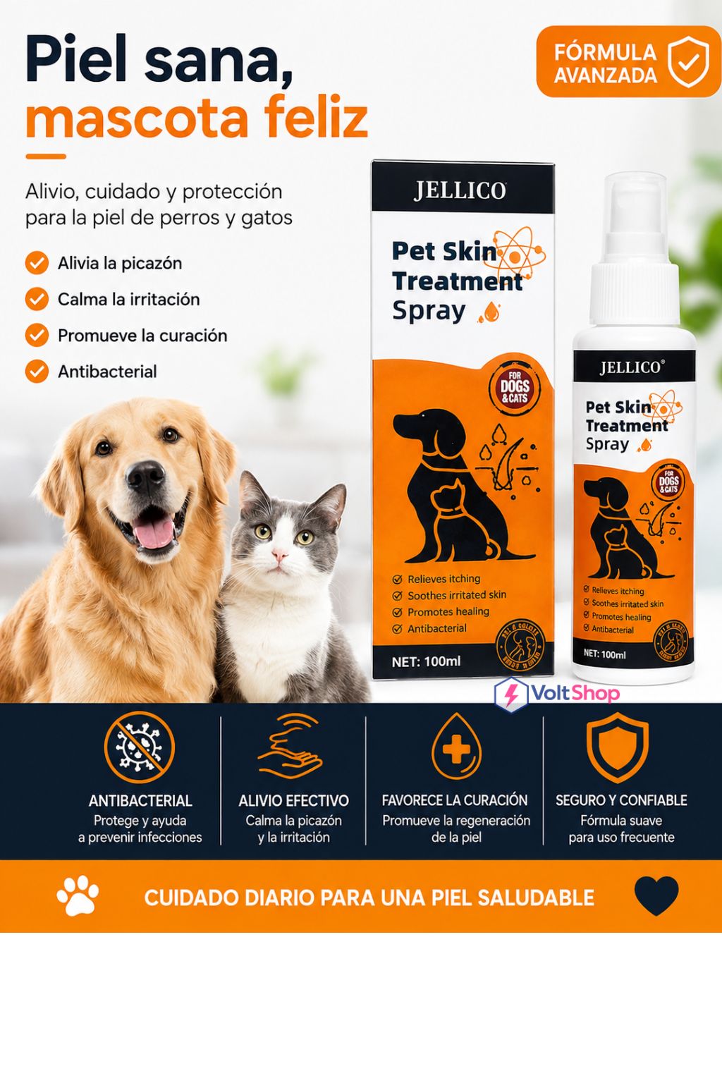 Spray antibacterial para mascotas