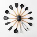 Juego de Utensilios de Cocina 12 Piezas – Silicona y Madera de Haya con Soporte