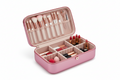 Maletín Organizador de Maquillaje Grande Rosa – 7 Compartimentos Rígido Portátil